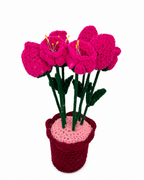 Blush Romance – Handcrafted Crochet Flower Pot Keepsake