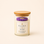Elara Hand Poured Soy Candle with lavender flower topper – product shot