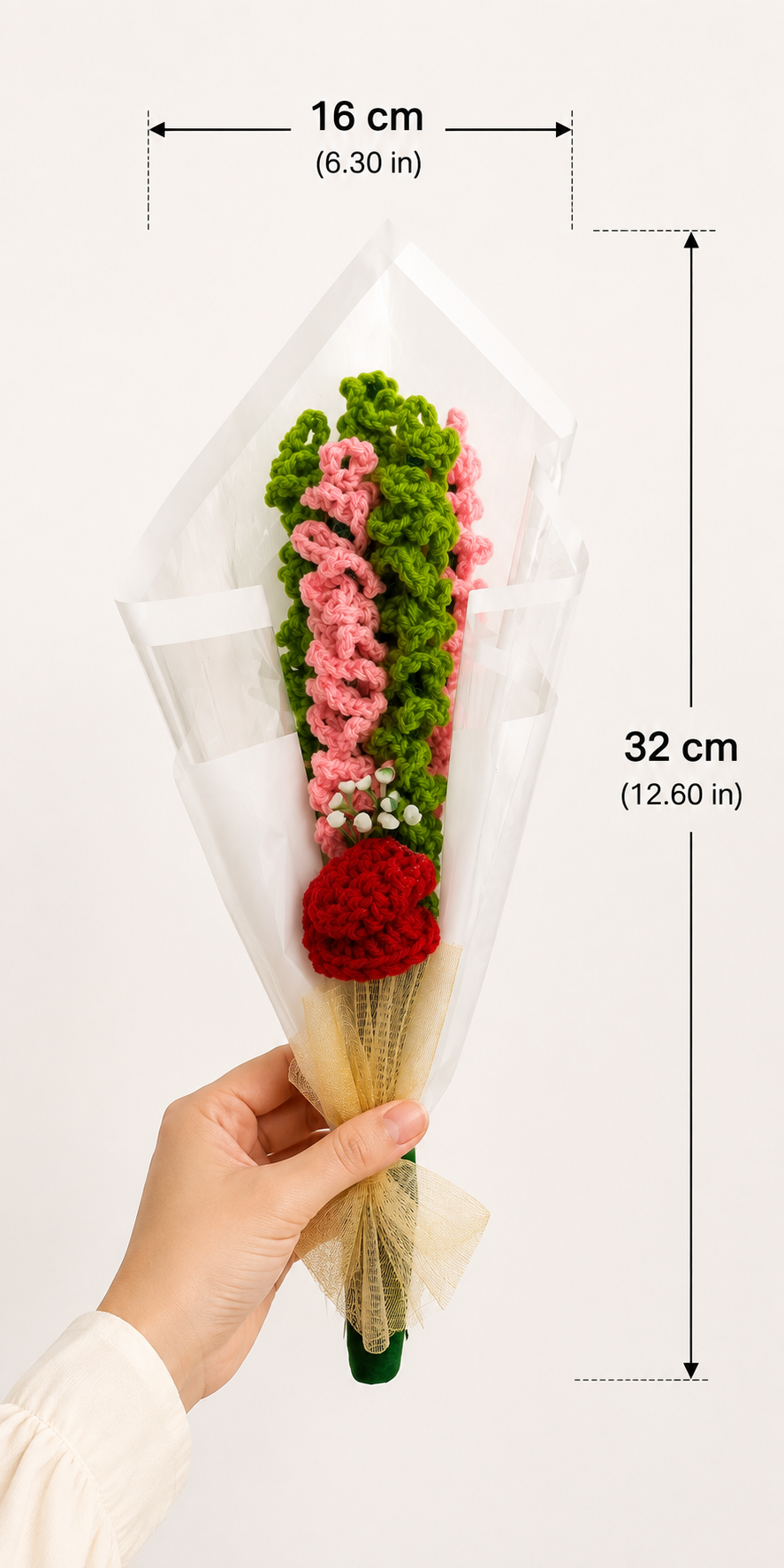 Crimson Grace – Handcrafted Crochet Bouquet