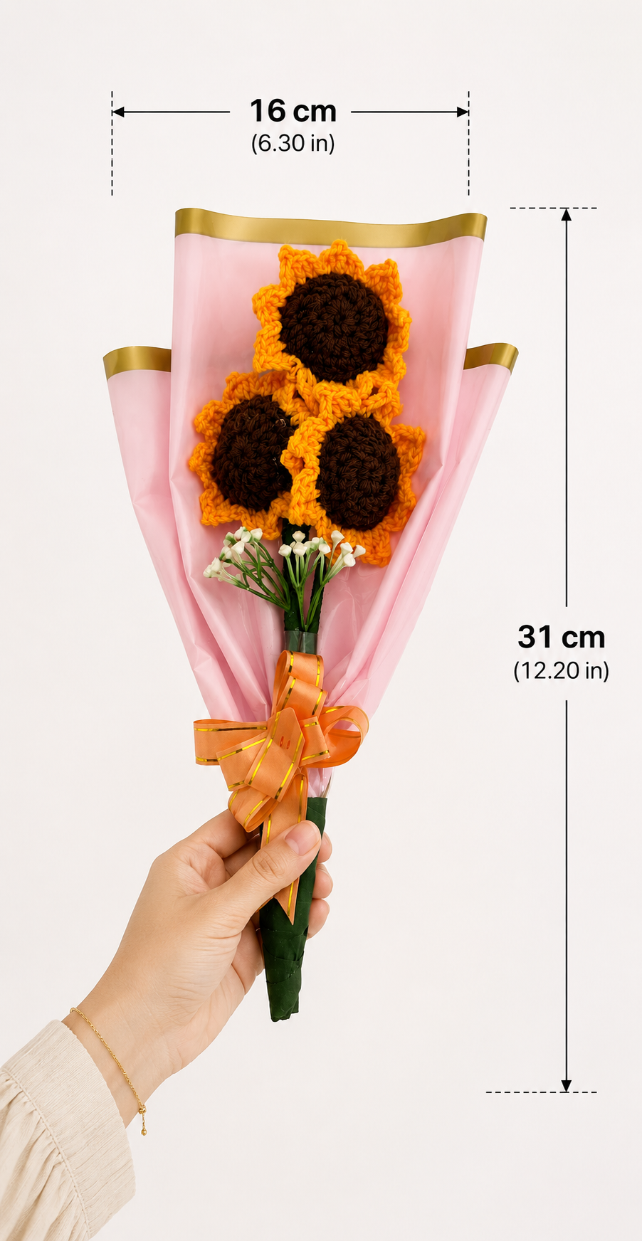 Golden Sunshine – Handcrafted Crochet Sunflower Bouquet