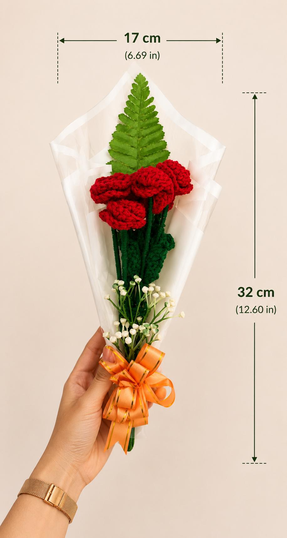 Ruby Romance – Handcrafted Crochet Rose Bouquet