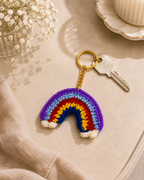Rainbow Delight – Handcrafted Crochet Keychain