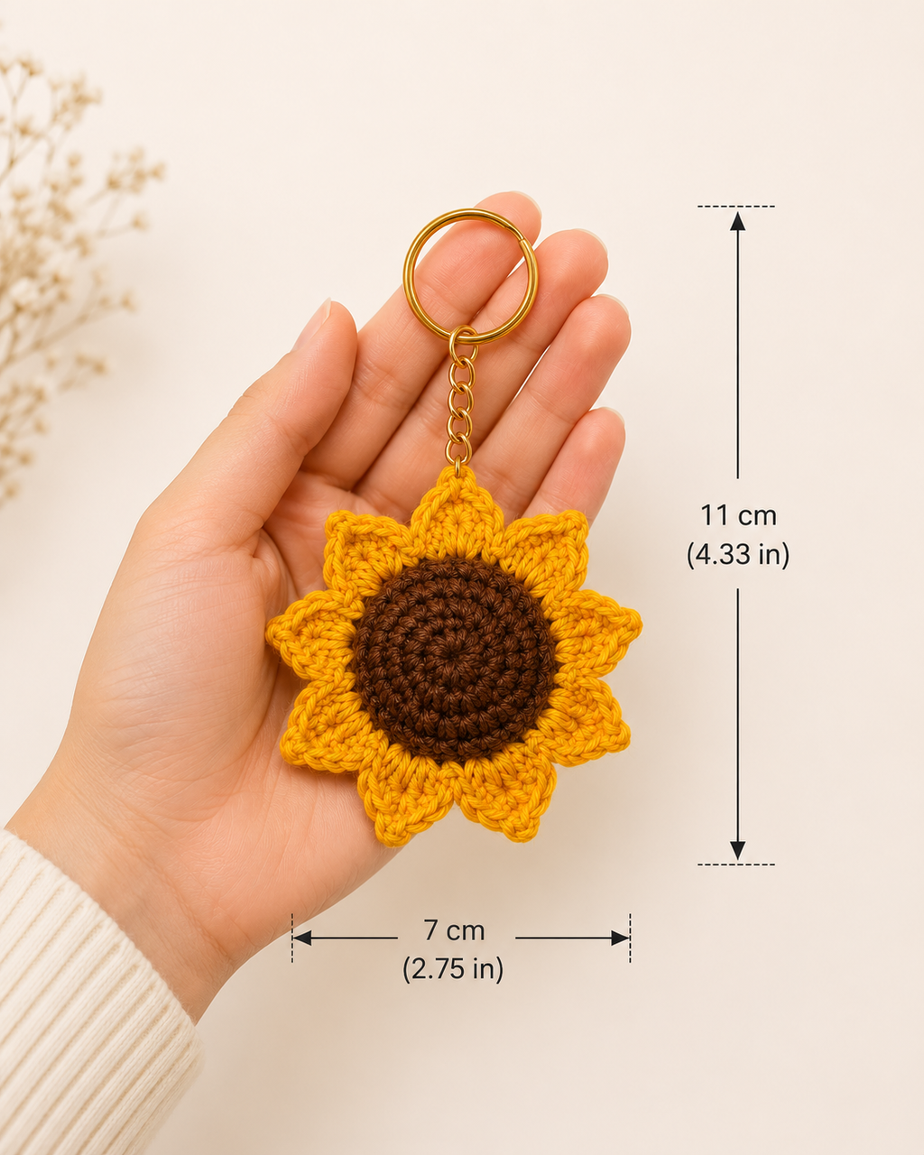 Sunshine Bloom – Handcrafted Crochet Sunflower Keychain