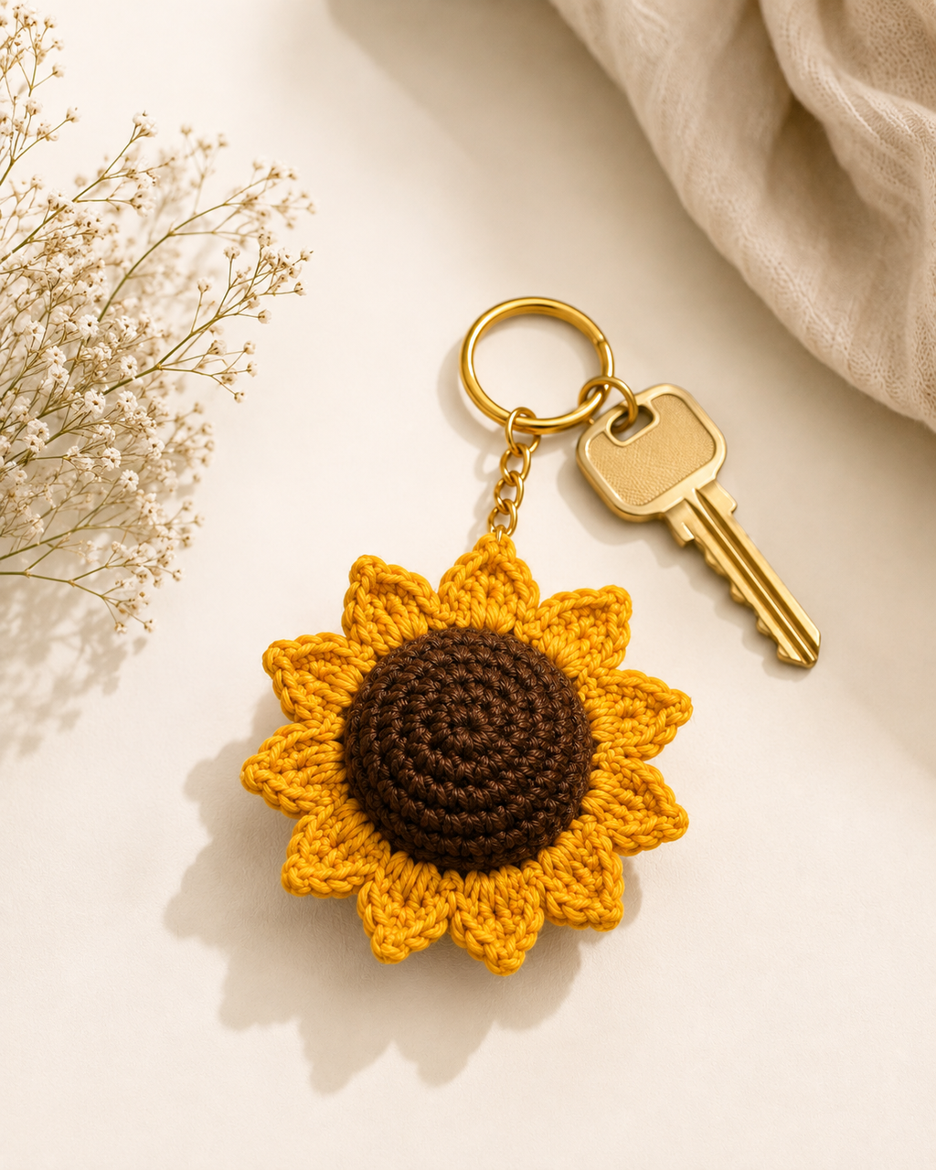 Sunshine Bloom – Handcrafted Crochet Sunflower Keychain