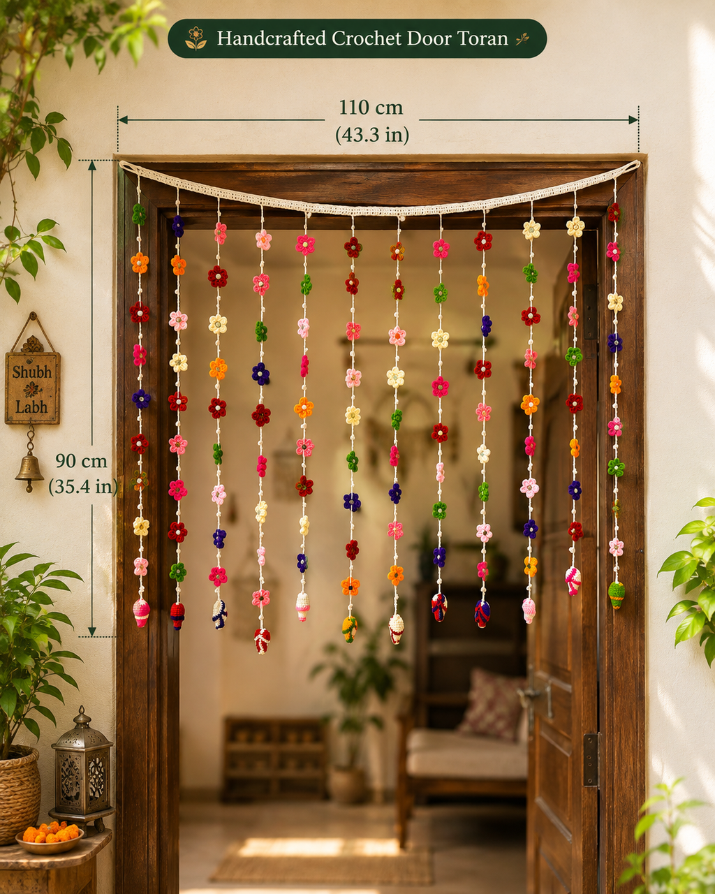 Blooming Welcome – Handcrafted Crochet Floral Toran