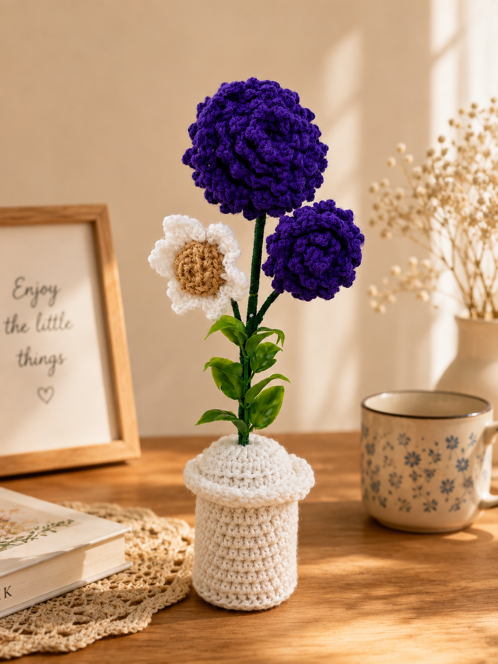 Royal Harmony – Handcrafted Crochet Flower Pot Keepsake