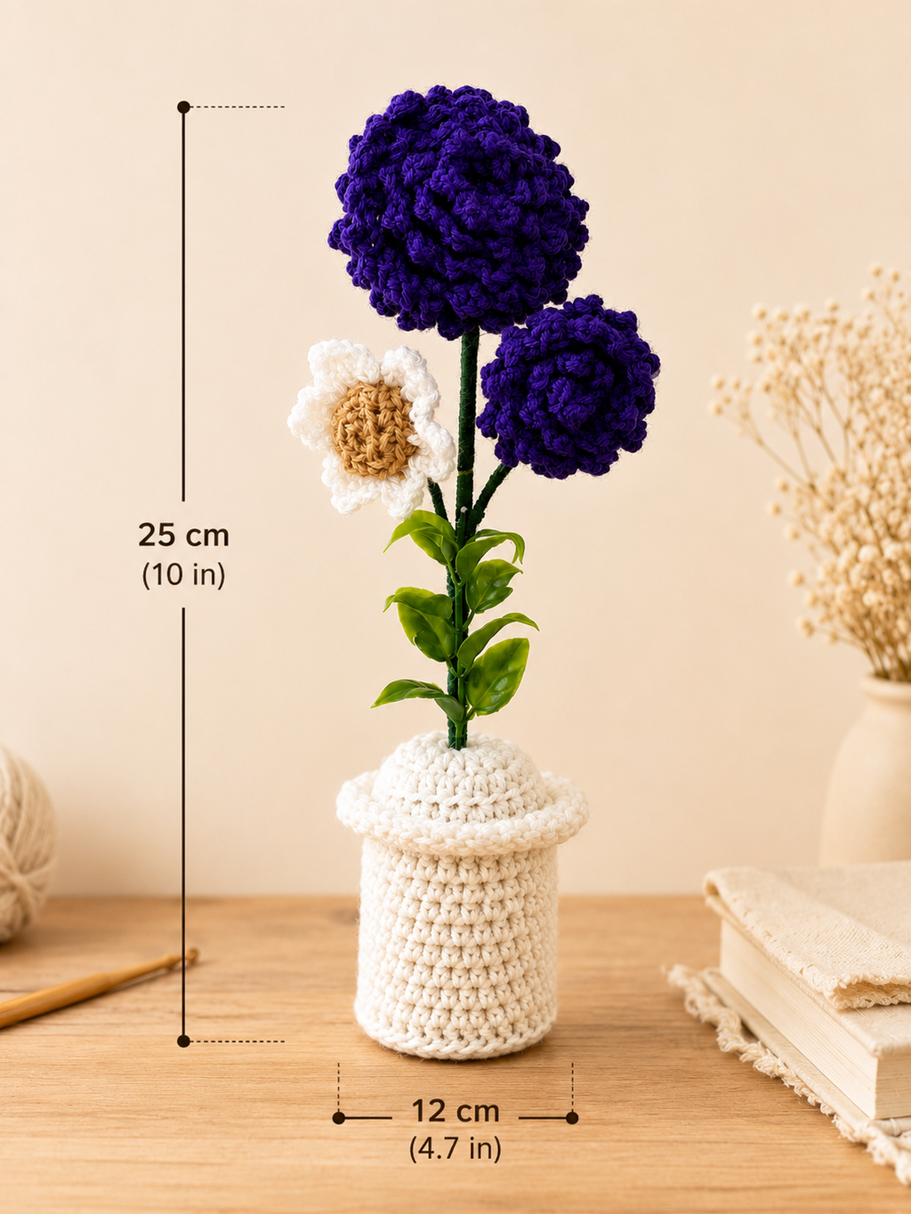 Royal Harmony – Handcrafted Crochet Flower Pot Keepsake