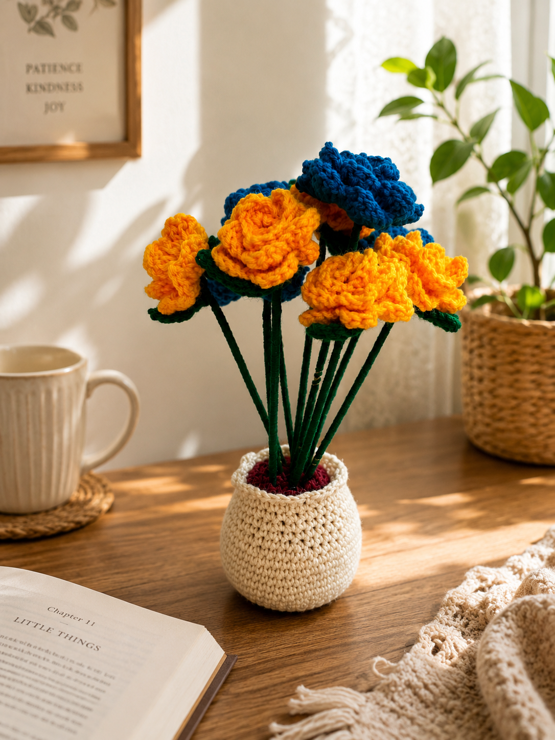 Golden Harmony – Handcrafted Crochet Floral Keepsake