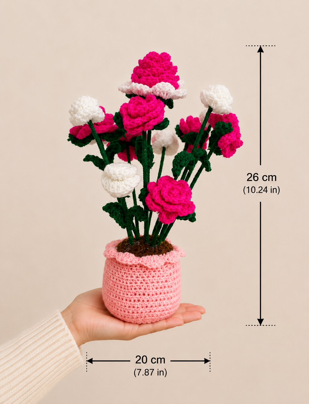 Cherished Blossom – Handcrafted Crochet Rose Bouquet Keepsake