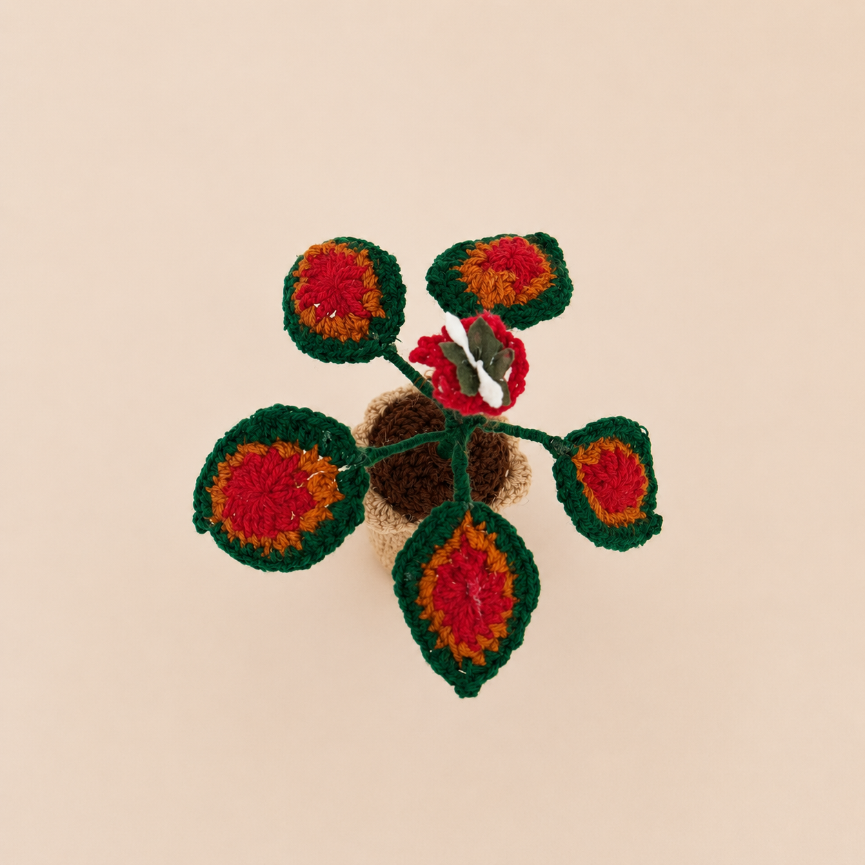 Crimson Harmony – Handcrafted Crochet Foliage Keepsake