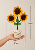 Golden Trio – Handcrafted Crochet Sunflower Keepsake
