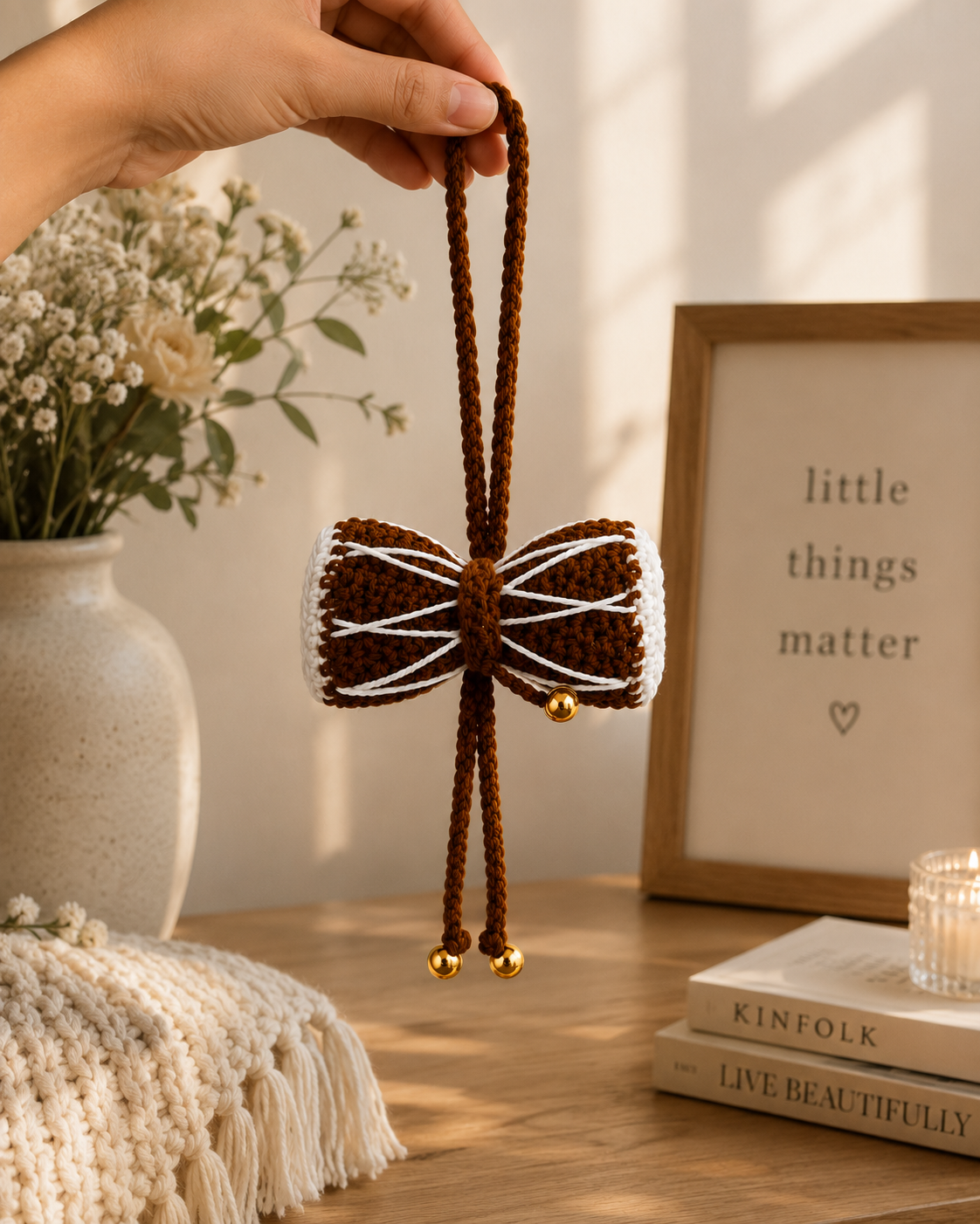 Divine Rhythm – Handcrafted Crochet Damru Hanging