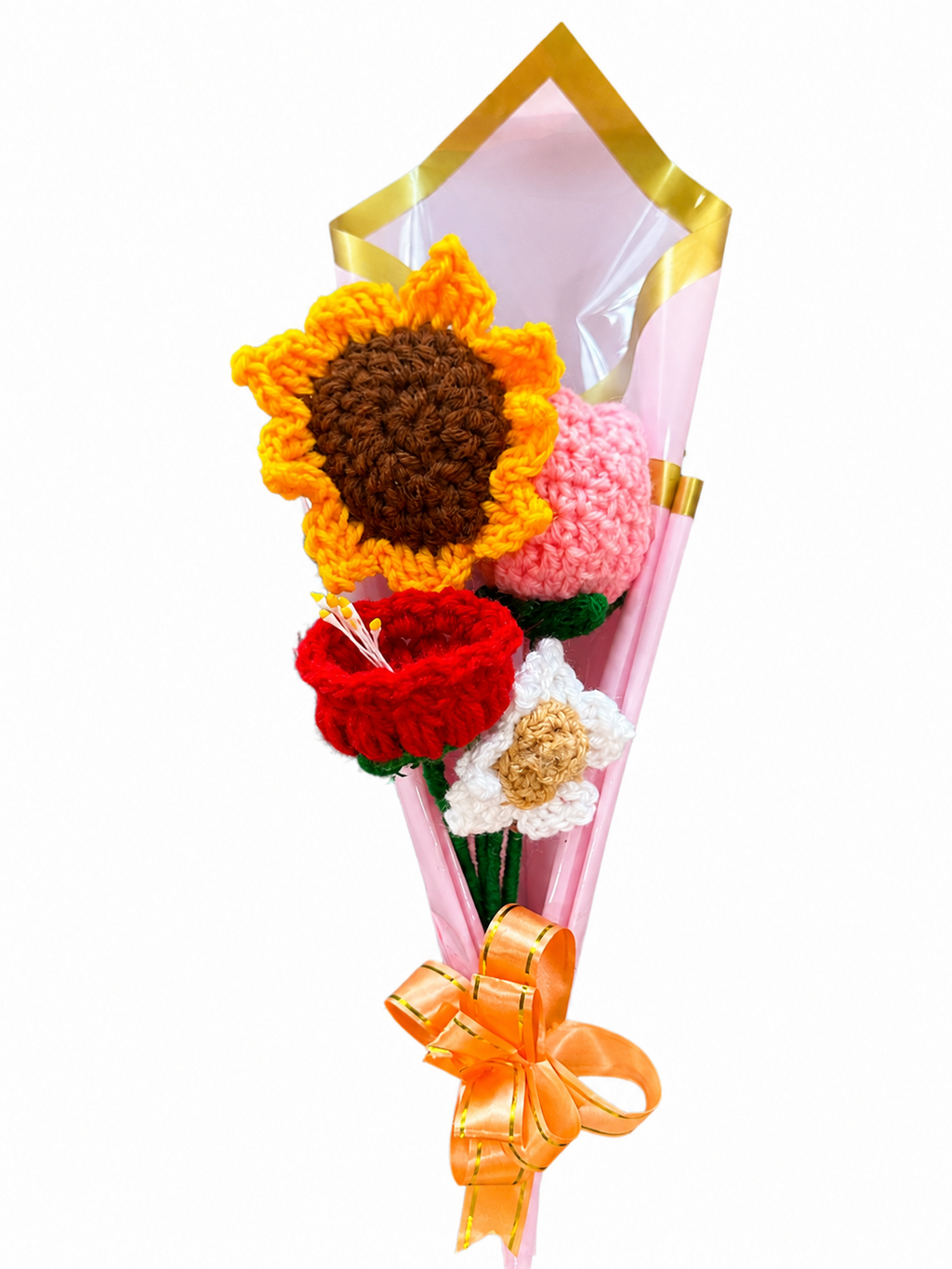 Crochet Flower Bouquet 4pcs multiflowers