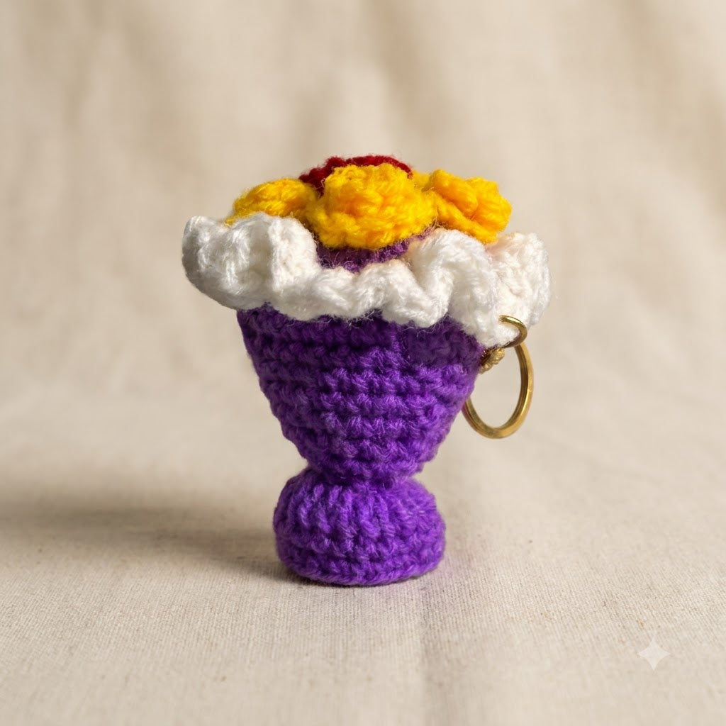Mini Crochet Bouquet Bag Charm close-up view
