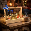Diwali Gift Hamper with Fragrance arranged in a festive wooden holder with candle bowls, dry-fruit jar, and greeting card