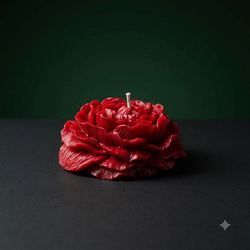 Large Red Rose Flower Candle