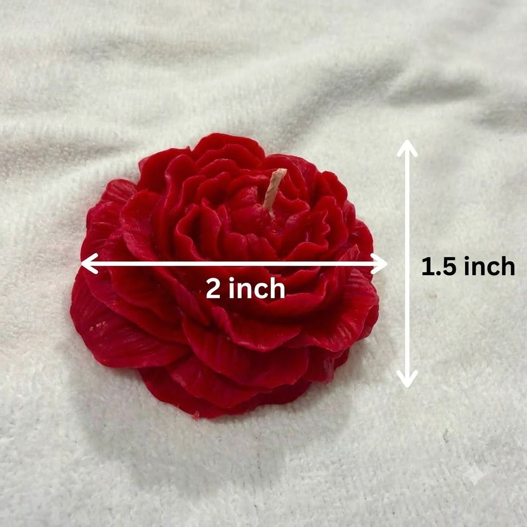 Large Red Rose Flower Candle
