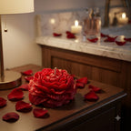 Large Red Rose Flower Candle