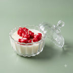 Premium scented red flower and heart soy candle in a glass jar with lid
