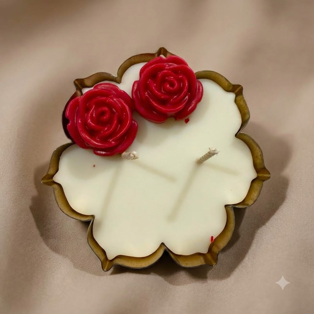 Red Rose Flower Urli Candle