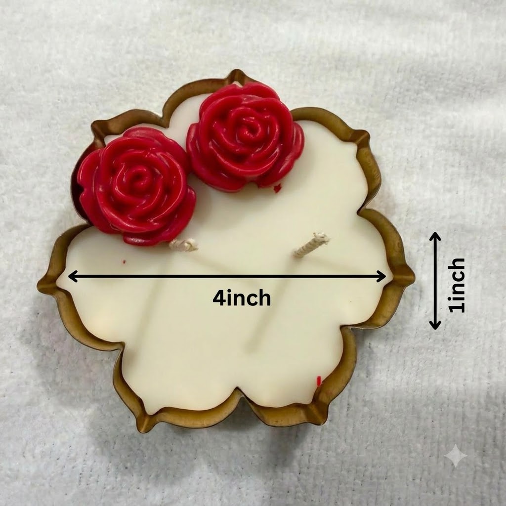Red Rose Flower Urli Candle
